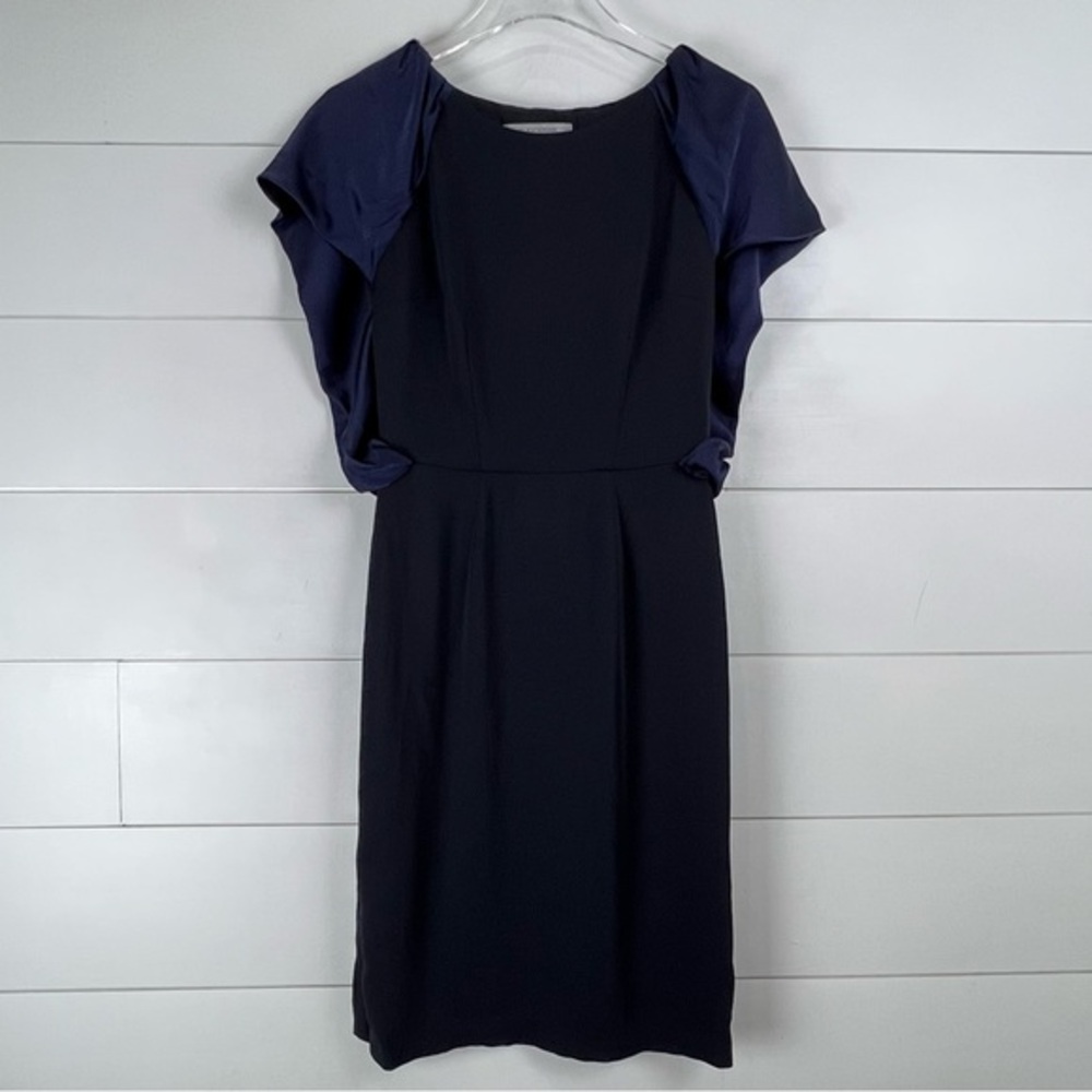 D. EXTERIOR 6 Silk Italian Draped Back‎ Sheath Dress